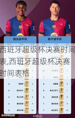 西班牙超级杯决赛时间表,西班牙超级杯决赛时间表格