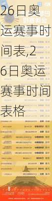 26日奥运赛事时间表,26日奥运赛事时间表格