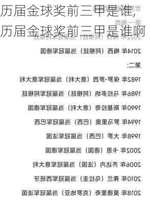 历届金球奖前三甲是谁,历届金球奖前三甲是谁啊