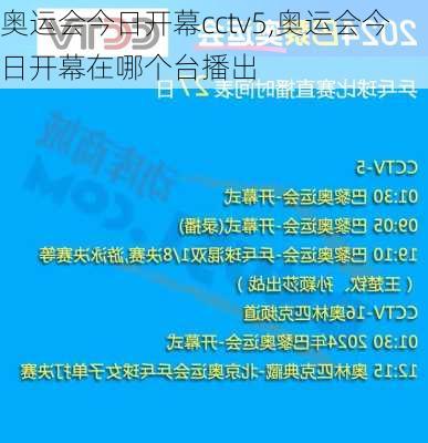 奥运会今日开幕cctv5,奥运会今日开幕在哪个台播出