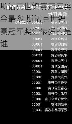 斯诺克世锦赛冠军奖金最多,斯诺克世锦赛冠军奖金最多的是谁