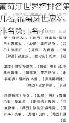 葡萄牙世界杯排名第几名,葡萄牙世界杯排名第几名了