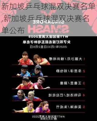 新加坡乒乓球混双决赛名单,新加坡乒乓球混双决赛名单公布