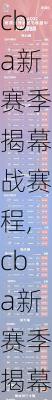 cba新赛季揭幕战赛程,cba新赛季揭幕战赛程公布了吗