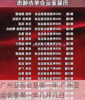广州亚运会是哪一年,广州亚运会是哪一年几月几日