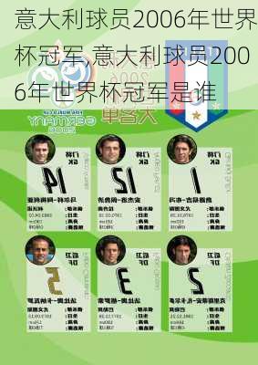 意大利球员2006年世界杯冠军,意大利球员2006年世界杯冠军是谁