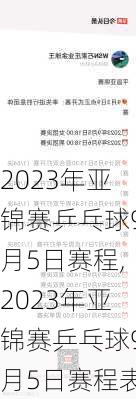 2023年亚锦赛乒乓球9月5日赛程,2023年亚锦赛乒乓球9月5日赛程表