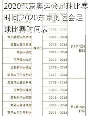 2020东京奥运会足球比赛时间,2020东京奥运会足球比赛时间表