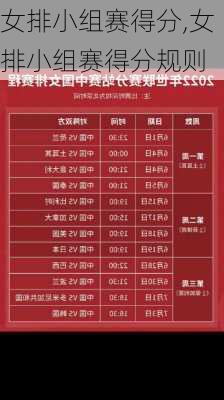 女排小组赛得分,女排小组赛得分规则