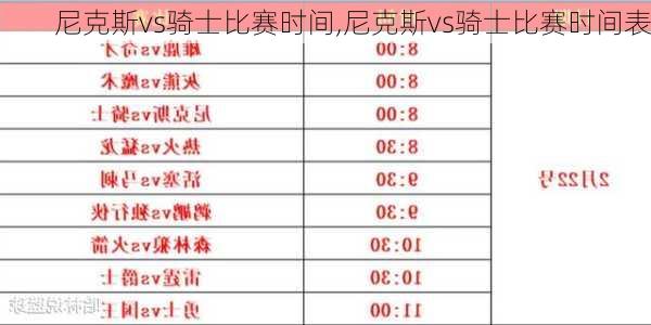 尼克斯vs骑士比赛时间,尼克斯vs骑士比赛时间表