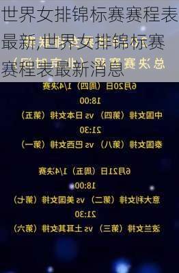 世界女排锦标赛赛程表最新,世界女排锦标赛赛程表最新消息