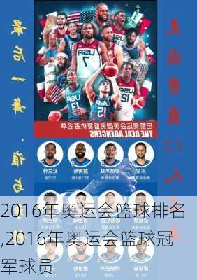 2016年奥运会篮球排名,2016年奥运会篮球冠军球员