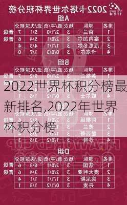 2022世界杯积分榜最新排名,2022年世界杯积分榜