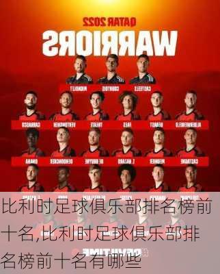 比利时足球俱乐部排名榜前十名,比利时足球俱乐部排名榜前十名有哪些