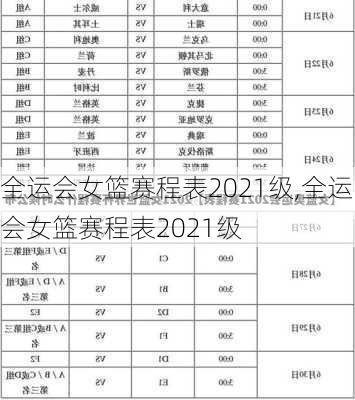 全运会女篮赛程表2021级,全运会女篮赛程表2021级
