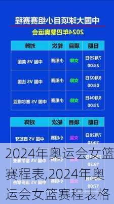 2024年奥运会女篮赛程表,2024年奥运会女篮赛程表格