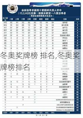 冬奥奖牌榜 排名,冬奥奖牌榜排名