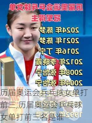 历届奥运会乒乓球女单打前三,历届奥运会乒乓球女单打前三名是谁