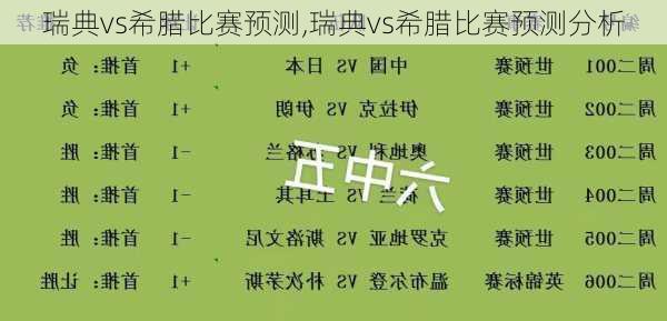 瑞典vs希腊比赛预测,瑞典vs希腊比赛预测分析