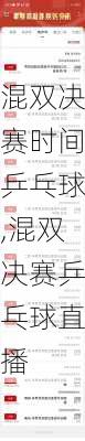 混双决赛时间乒乓球,混双决赛乒乓球直播