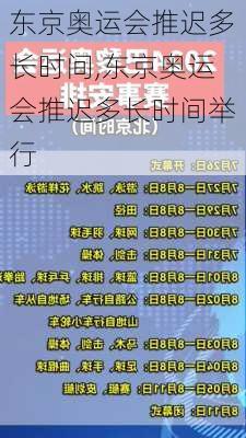 东京奥运会推迟多长时间,东京奥运会推迟多长时间举行