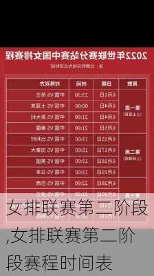 女排联赛第二阶段,女排联赛第二阶段赛程时间表
