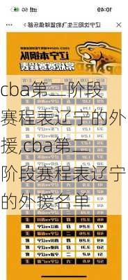 cba第二阶段赛程表辽宁的外援,cba第二阶段赛程表辽宁的外援名单