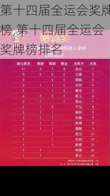 第十四届全运会奖牌榜,第十四届全运会奖牌榜排名