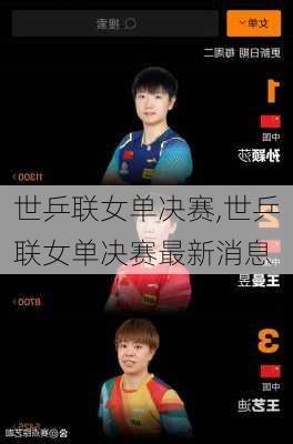 世乒联女单决赛,世乒联女单决赛最新消息