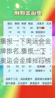 播报一下奥运会金牌排名,播报一下奥运会金牌排行榜