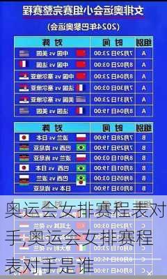 奥运会女排赛程表对手,奥运会女排赛程表对手是谁