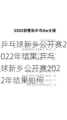 乒乓球新乡公开赛2022年结果,乒乓球新乡公开赛2022年结果如何