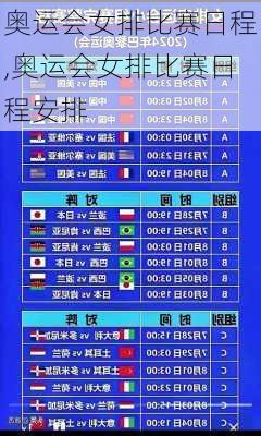 奥运会女排比赛日程,奥运会女排比赛日程安排