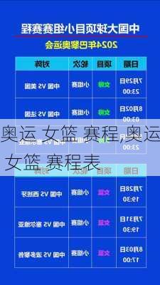 奥运 女篮 赛程,奥运 女篮 赛程表