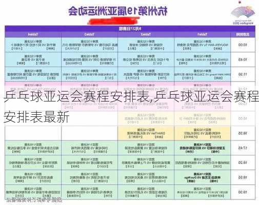 乒乓球亚运会赛程安排表,乒乓球亚运会赛程安排表最新