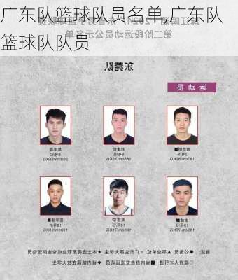 广东队篮球队员名单,广东队篮球队队员