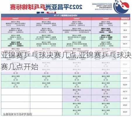 亚锦赛乒乓球决赛几点,亚锦赛乒乓球决赛几点开始