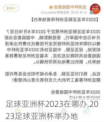 足球亚洲杯2023在哪办,2023足球亚洲杯举办地