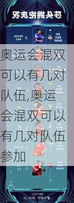 奥运会混双可以有几对队伍,奥运会混双可以有几对队伍参加