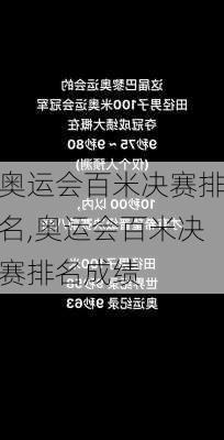 奥运会百米决赛排名,奥运会百米决赛排名成绩