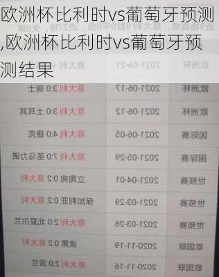 欧洲杯比利时vs葡萄牙预测,欧洲杯比利时vs葡萄牙预测结果