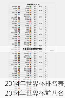 2014年世界杯排名表,2014年世界杯前八名