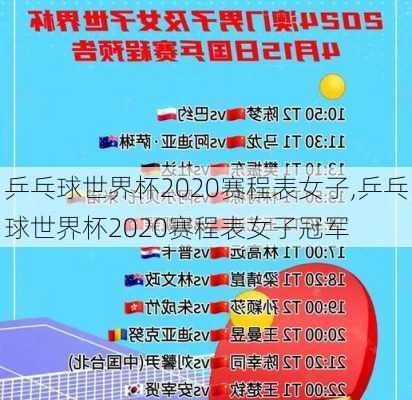乒乓球世界杯2020赛程表女子,乒乓球世界杯2020赛程表女子冠军