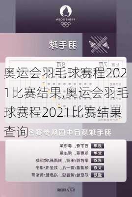 奥运会羽毛球赛程2021比赛结果,奥运会羽毛球赛程2021比赛结果查询
