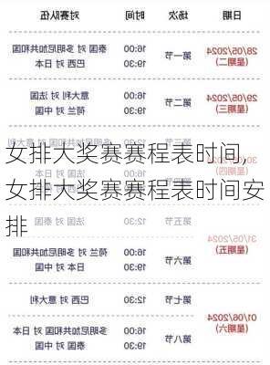 女排大奖赛赛程表时间,女排大奖赛赛程表时间安排
