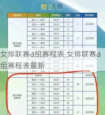 女排联赛a组赛程表,女排联赛a组赛程表最新
