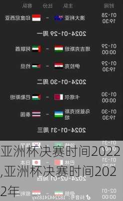 亚洲杯决赛时间2022,亚洲杯决赛时间2022年
