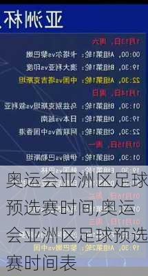 奥运会亚洲区足球预选赛时间,奥运会亚洲区足球预选赛时间表