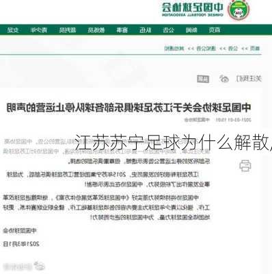 江苏苏宁足球为什么解散,