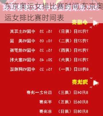 东京奥运女排比赛时间,东京奥运女排比赛时间表